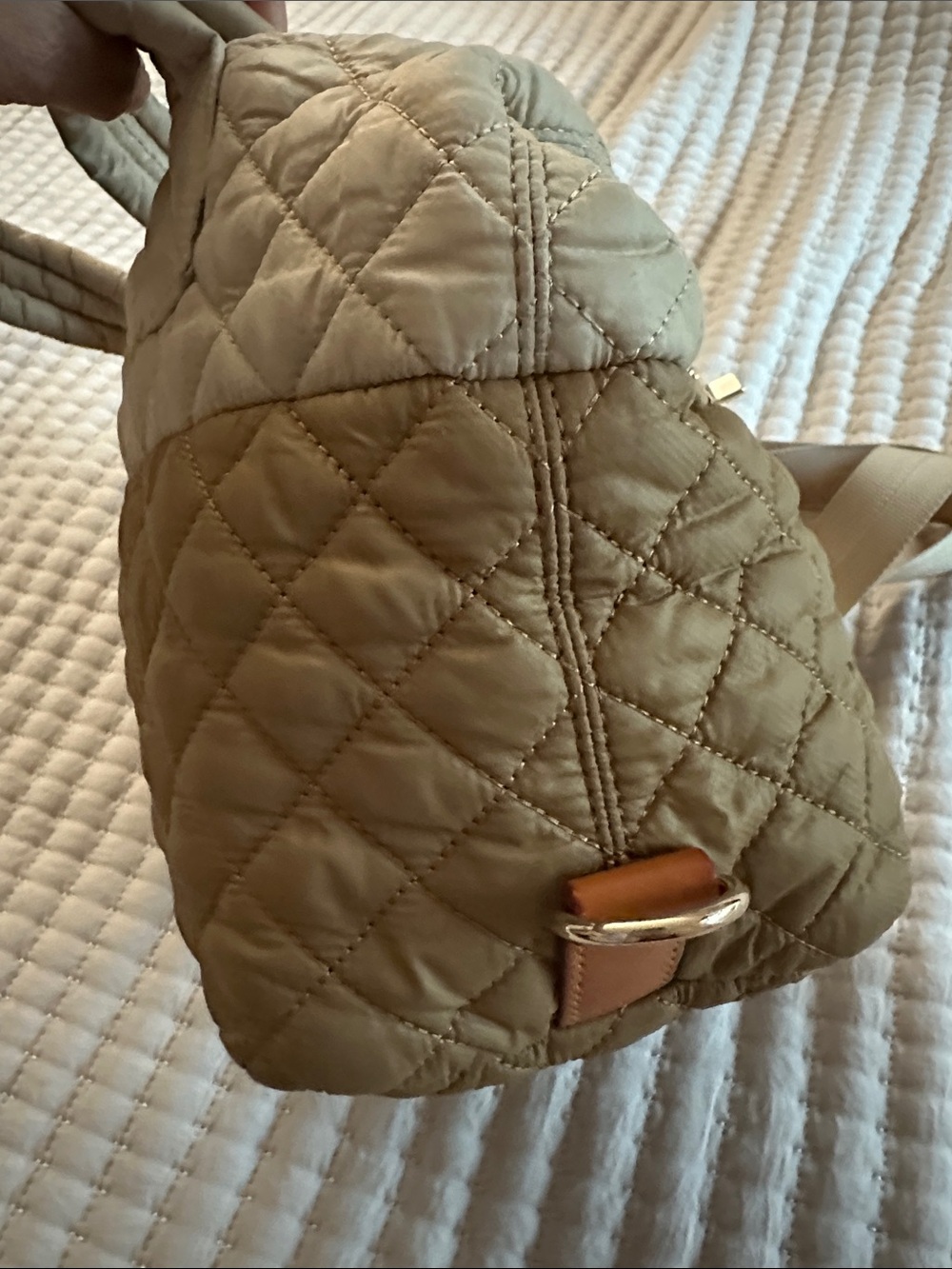 MZ WALLACE Two-Tone Quilted Tote in Cream and Tan Small - Picture 9 of 16
